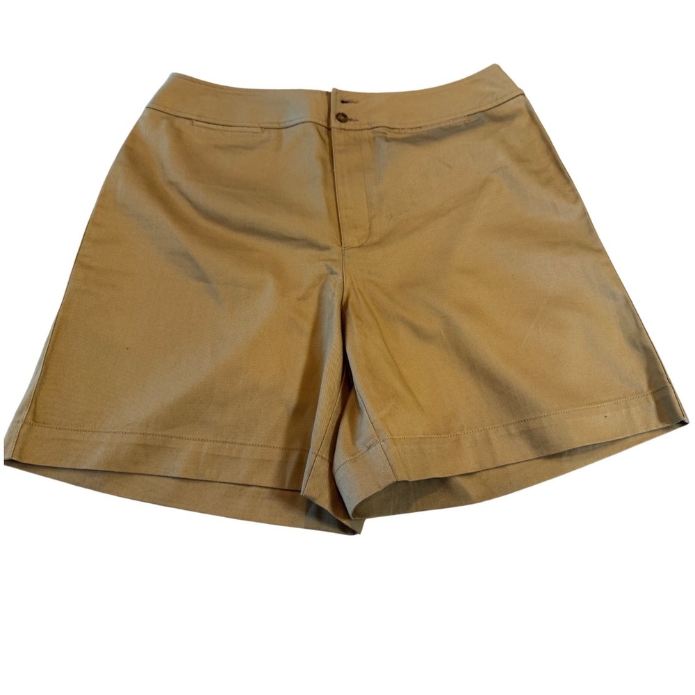 Liz Claiborne  Khaki Chino Shorts Tan Cotton Twill Size‎ 10 Preppy Classic